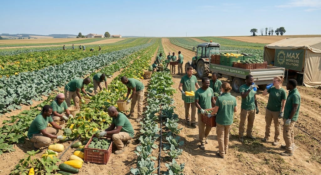 Équipe MAX WORKERS SOLUTIONS lors d'une récolte